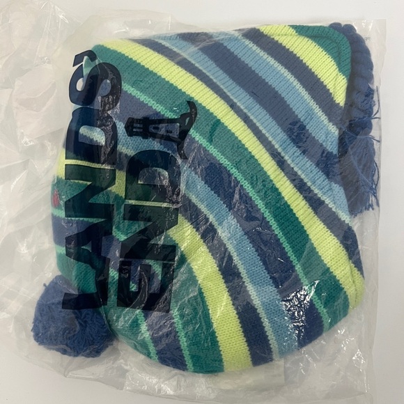 NEW Lands' End Kids Unisex Peruvian Hat Cobalt Multi Stripe Winter Sledding M/L - Picture 2 of 3